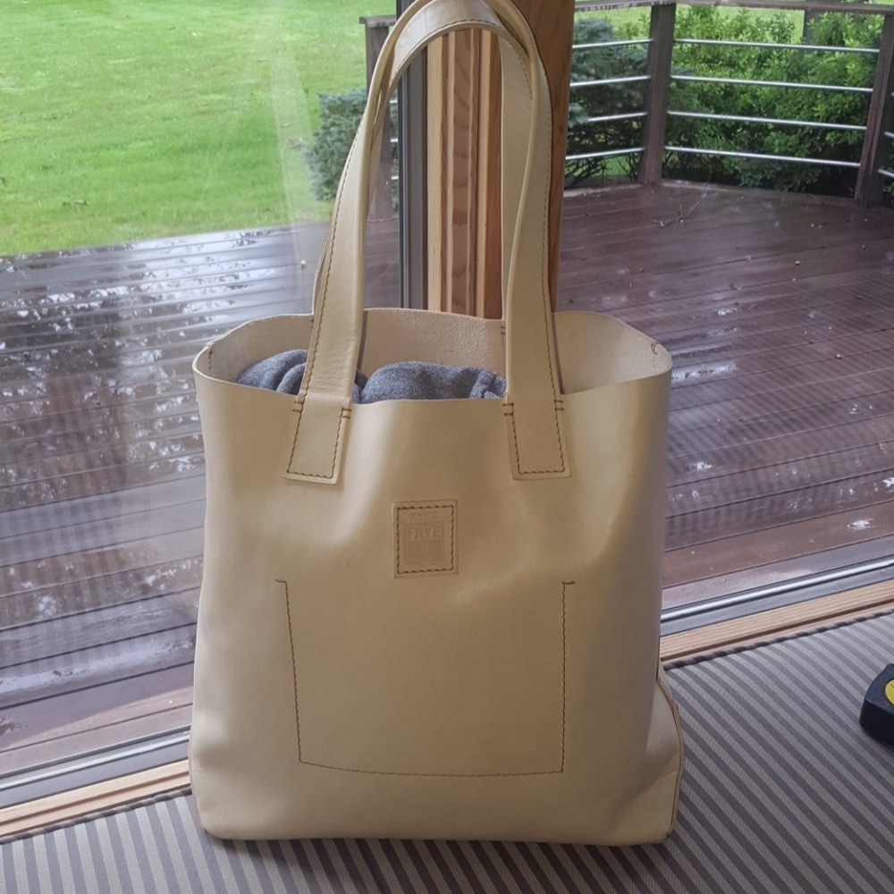 Frye cream all leather tote
